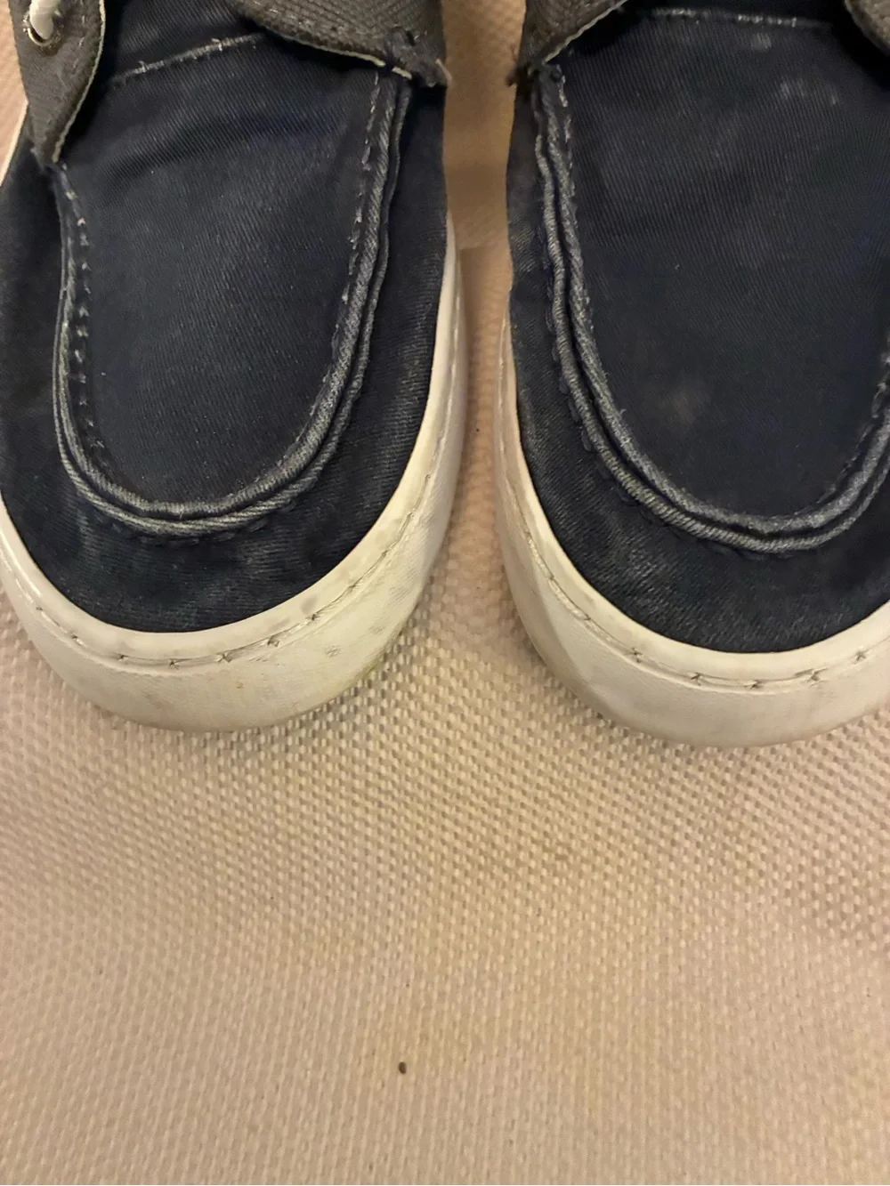 Sperry Navy and Gray Canvas Leather-Trim Boat Shoes